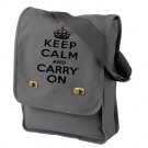 Keep Calm and Carry On - Canvas Messenger Bag Gray Field Bag