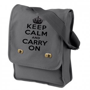 Keep Calm and Carry On - Canvas Messenger Bag Gray Field Bag