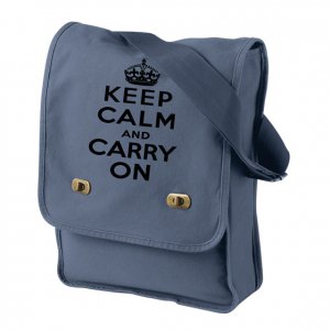 Keep Calm and Carry On - Canvas Messenger Bag Denim Blue Field Bag