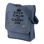Keep Calm and Carry On - Canvas Messenger Bag Denim Blue Field Bag