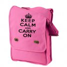 Keep Calm and Carry On - Canvas Messenger Bag Pink Field Bag
