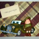 Handmade plaid card with Tilda