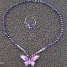 Butterfly crystal and silver necklace