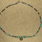 turquiose, semi precious stones, garnets and silver necklace