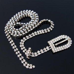 2 row sparkling Rhinestone/Diamante Belt - round buckle