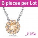 (N9002) 6 pieces x Crystal Pendant 925 Sterling Silver Necklace with 14K White Gold Plated