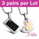 (N9004) 3 pairs x 316L Stainless Steel Pendant and Necklace