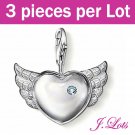 (P6001) 3 pieces x Swarovski Crystal 925 Silver Plated Charms