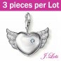 (P6001) 3 pieces x Swarovski Crystal 925 Silver Plated Charms