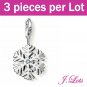 (P6003) 3 pieces x Swarovski Crystal 925 Silver Plated Charms
