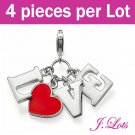 (P6006) 4 pieces x Swarovski Crystal 925 Silver Plated Charms
