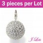(P6007) 3 pieces x Swarovski Crystal 925 Silver Plated Charms