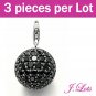 (P6008) 3 pieces x Swarovski Crystal 925 Silver Plated Charms