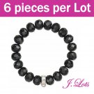 (B8109) 6 pieces x Black Obsidian Bracelet