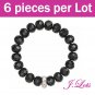(B8109) 6 pieces x Black Obsidian Bracelet