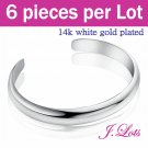 (B8113) 6 piece x  925 Sterling Silver Bracelet with 14K White Gold Plated