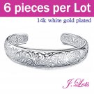 (B8114) 6 piece x  925 Sterling Silver Bracelet with 14K White Gold Plated