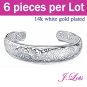 (B8114) 6 piece x  925 Sterling Silver Bracelet with 14K White Gold Plated