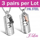 (N9009) 3 pairs x 316L Stainless Steel Pendant and Necklace