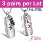 (N9009) 3 pairs x 316L Stainless Steel Pendant and Necklace