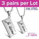 (N9010) 3 pairs x 316L Stainless Steel Pendant and Necklace
