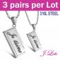 (N9010) 3 pairs x 316L Stainless Steel Pendant and Necklace