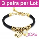 (B8106) 6 pieces x 316L Stainless Steel Leather Bracelet
