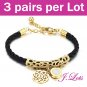 (B8106) 6 pieces x 316L Stainless Steel Leather Bracelet