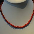 16"" red coral rice shape beads necklace