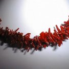 16"" small red coral branch necklace-2 strands twist