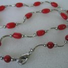 graceful 17"" red rice coral necklace