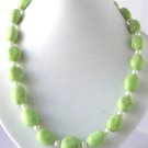 19"" beauty green turquoise beads white pearl necklace