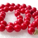 14K 17"" 8mm red round coral beads necklace
