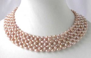 16""/Grade AA 4*6mm hand knotted lavender necklace