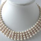 16"" 6-7mm hand knotted white pearl crystal necklace