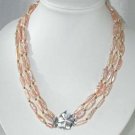 19""-21"" 3-rows 7*18mm pink stick pearl shell clasp