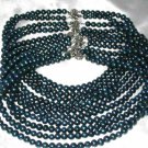 Wholesale 5 pcs 6-7mm dark blue round pearl necklace