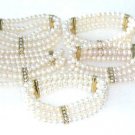 Wholesale 5 pieces beauty 6-7mm 3-rows white pearl bracelet