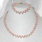 Wholesale 5 sets 5-6mm pink button pearl necklace