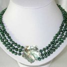 Lustrous 16""-18"" 3-rows 6-7mm green pearl shell clasp
