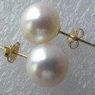 14K stud AA 7MM white round FW pearl earring