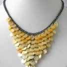 10mm yellow shell black chain necklace