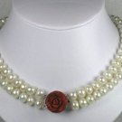17""-18"" brand new 10-11mm white pearl rose coral clasp