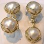 14K YG Exquisite Genuine white Mabe Pearl set