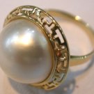 Brand New Exquisite 14K YG 18MM AAA White Mabe Pearl ring