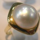 Brand New Exquisite 14K 7.5# 15*15mm cameo white mabe pearl ring