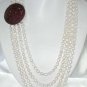 26""-32"" 8-10mm white pearl-925 silver carved agate clasp