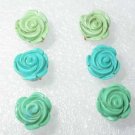 Wholesale 3 pairs 12mm natural carved rose turquoise earrings