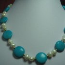 17.5"" exquisite pearl/turquoise necklace