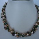 18"" 4 strands multicolor pearl / gild beads necklace